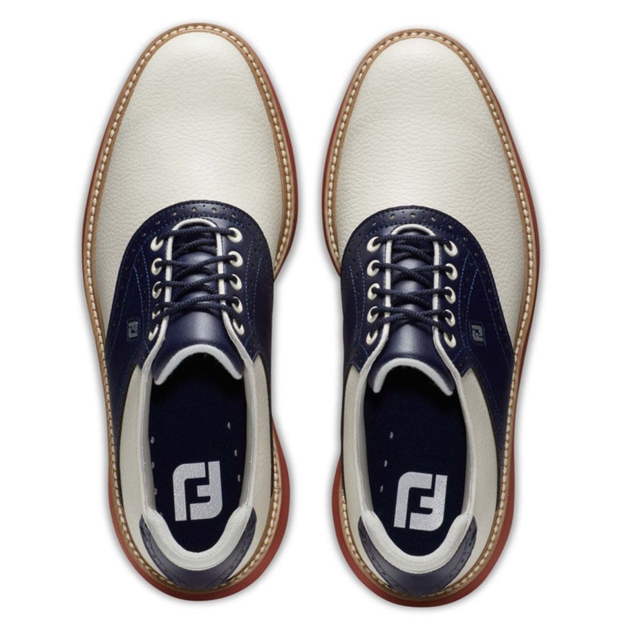 Chaussures FootJoy Chaussures De Golf Homme | Fj Traditions Spikeless Creme/Marine 57925 Homme