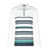 Vetements Golfino Polos | Haut De Golf A Manches Longues Et A Rayures En Stretch Polaire Optic White Femme