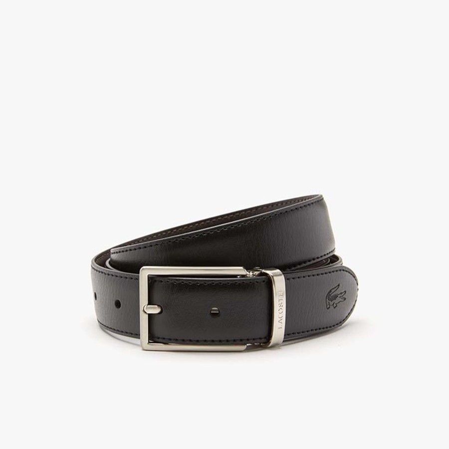 Vetements Lacoste Ceintures | Ceinture En Cuir Noir Marron Homme