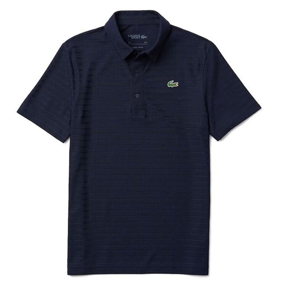 Vetements Lacoste Polos | Polo Respirant Texture Marine Homme