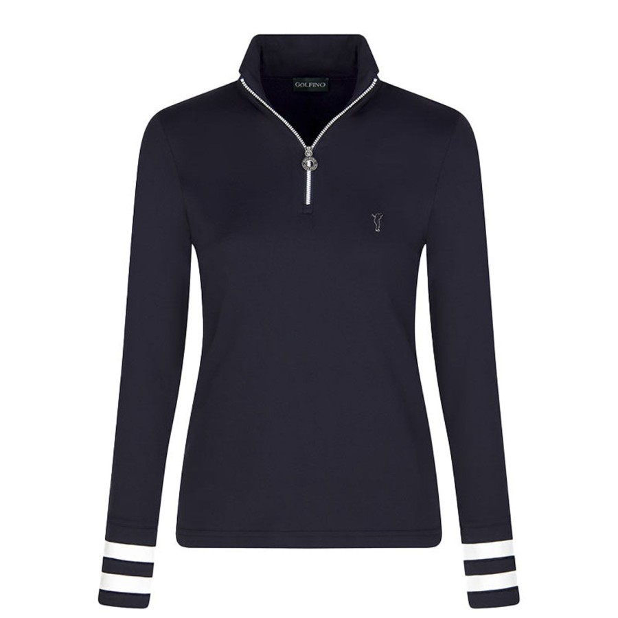 Vetements Golfino Polos | Polo Camionneur Avec Gestion De L'Humidite Et Protection Antifroid Navy Femme