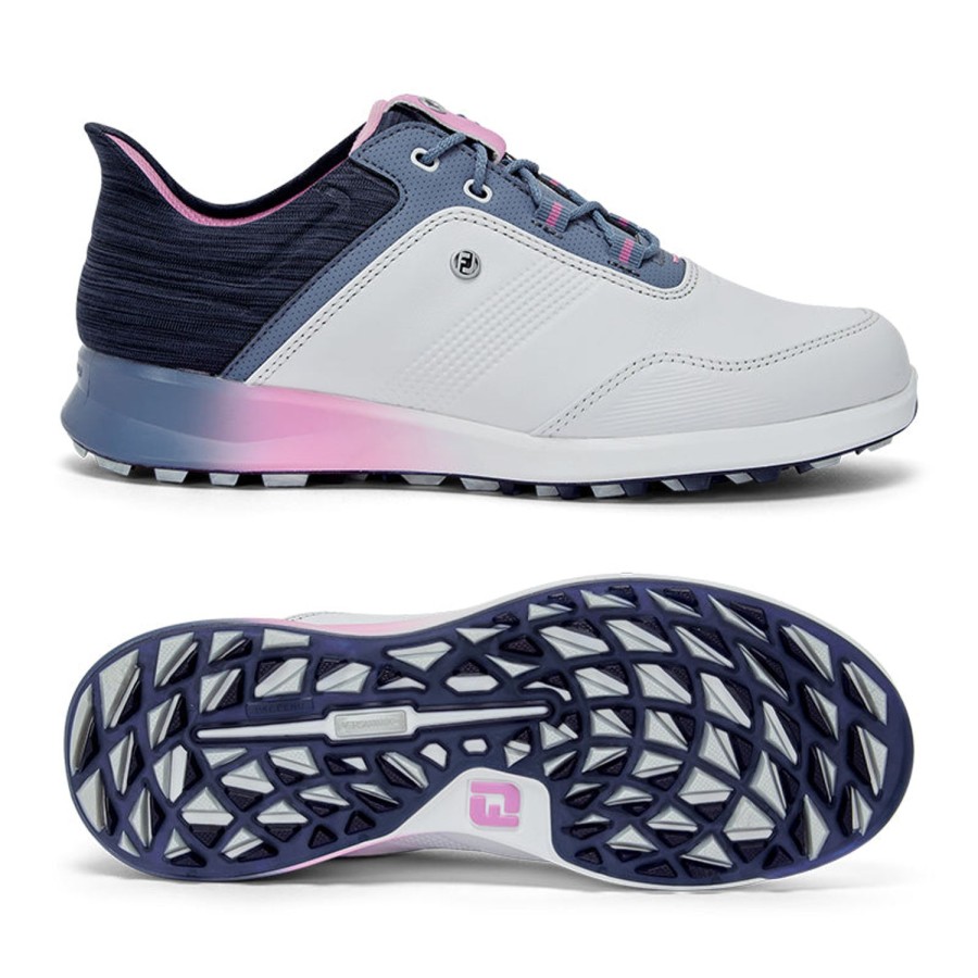 Chaussures FootJoy Chaussures De Golf Femme | Fj Stratos 97800 White Grey Pink Femme