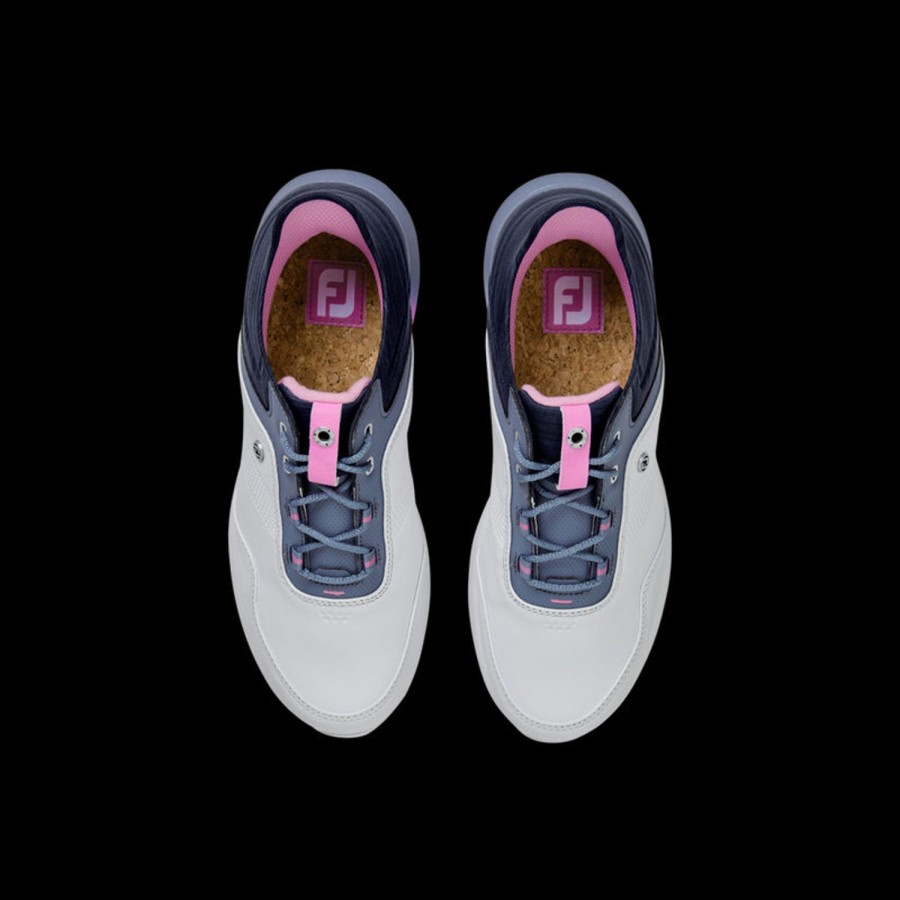 Chaussures FootJoy Chaussures De Golf Femme | Fj Stratos 97800 White Grey Pink Femme