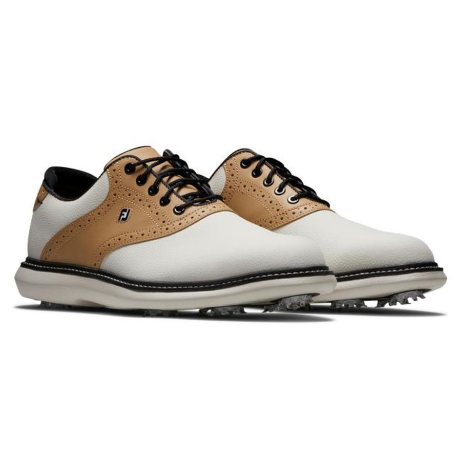 Chaussures FootJoy Chaussures De Golf Homme | Fj Tradition Natural Luxe 57937 White/Tan