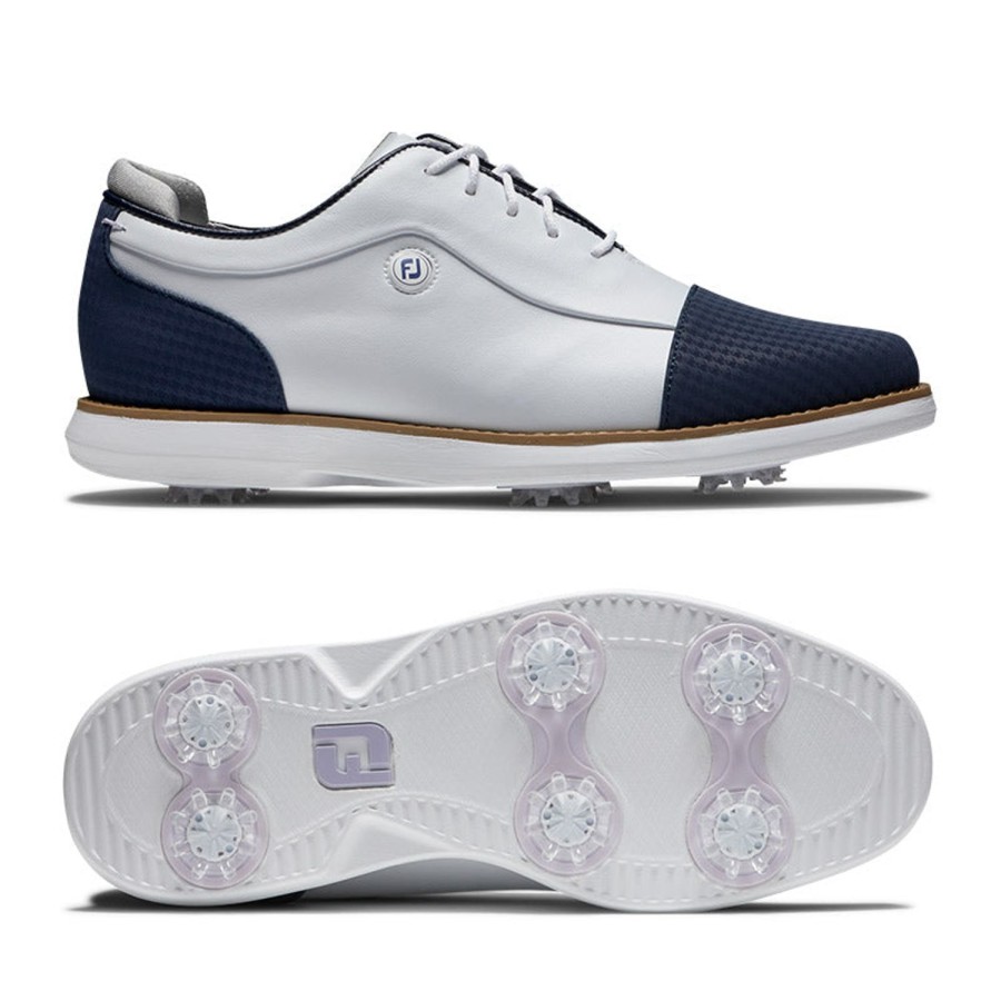 Chaussures FootJoy Chaussures De Golf Femme | Fj Tradition 97915 Blanc/Marine Femme