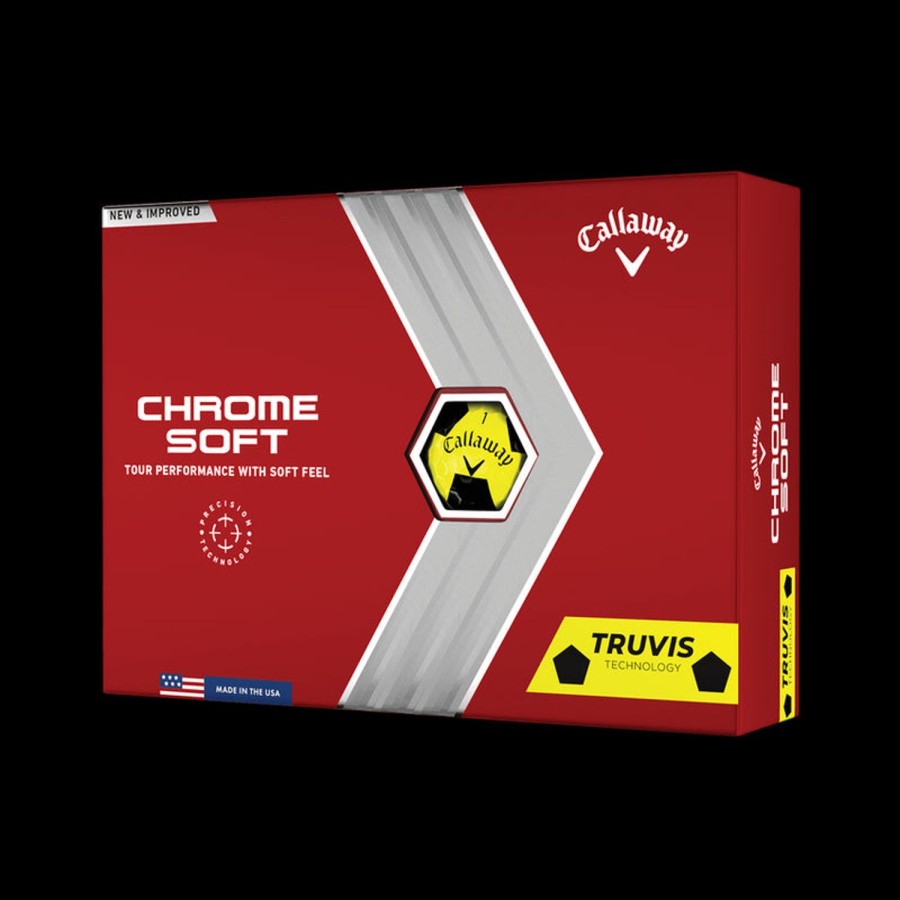 Balles Callaway Golf Balles De Golf Callaway | 12 Balles De Golf Chrome Soft Truvis Jaune/Noir