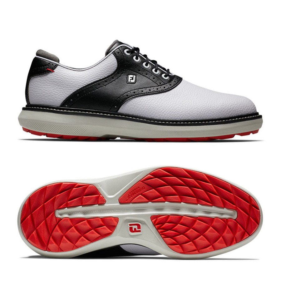 Chaussures FootJoy Chaussures De Golf Homme | Fj Traditions Spikeless Blanc/Noir/Gris 57924 Homme