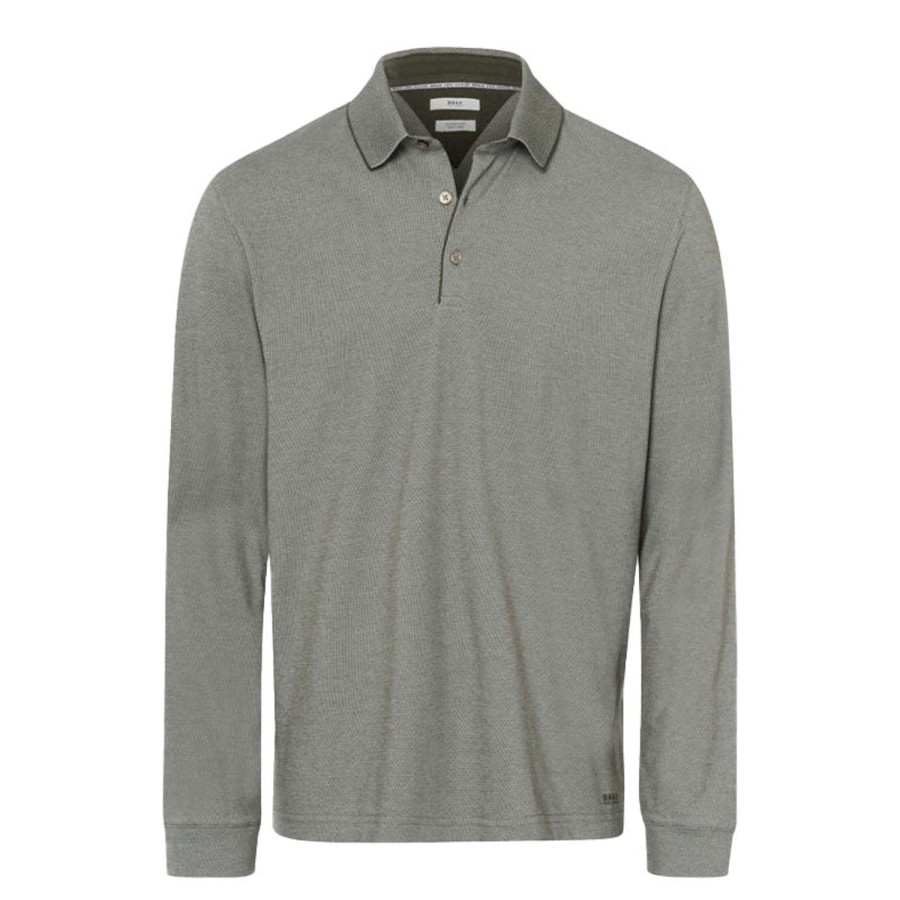 Vetements Brax Golf Polos | Polo Manches Longues Style Pharell Deep Pine Homme