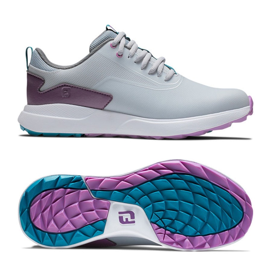 Chaussures FootJoy Chaussures De Golf Femme | Performa 99204 Grey/White/Purple Femme