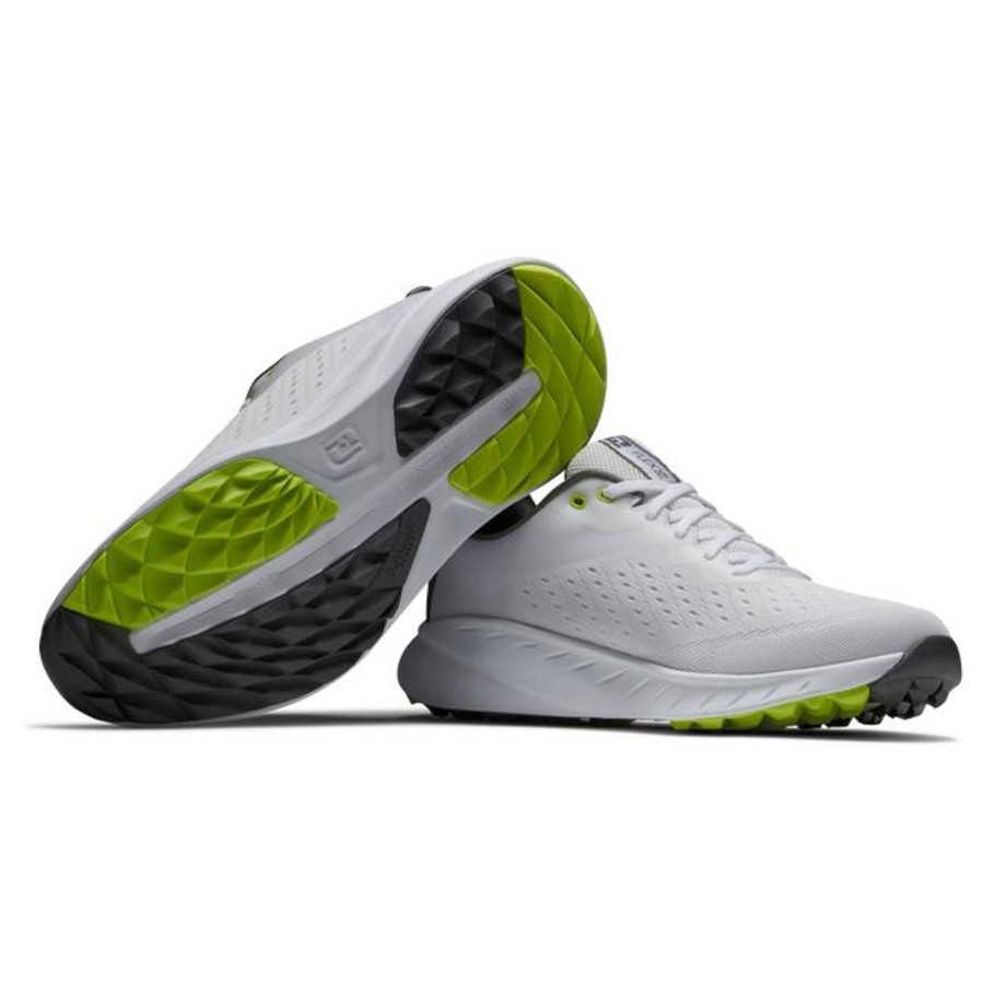 Chaussures FootJoy Chaussures De Golf Homme | Flex Xp White/Black/Green Homme