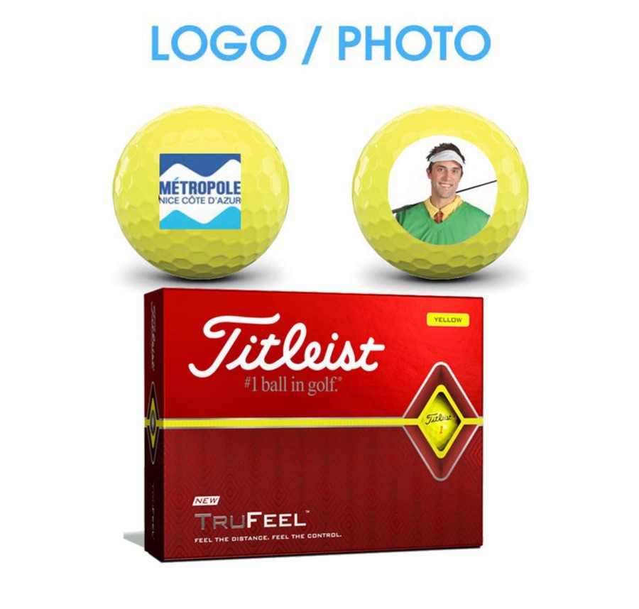 Balles Titleist Balles De Golf Personnalisees | 12 X12 Balles Dt Trufeel Jaunes Logotees