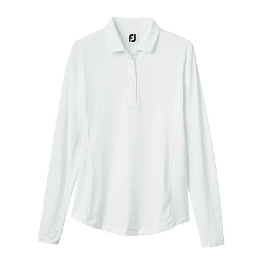 Vetements FootJoy Polos | Polo En Jersey Manches Longues Protection Solaire White Femme